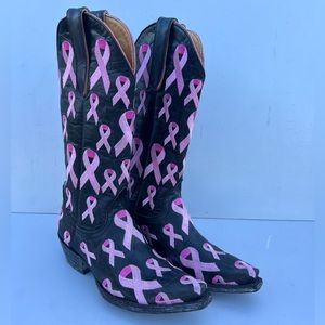 Old Gringo Boots Pink Ribbon Pointed Toe Cowboy Womens 5B